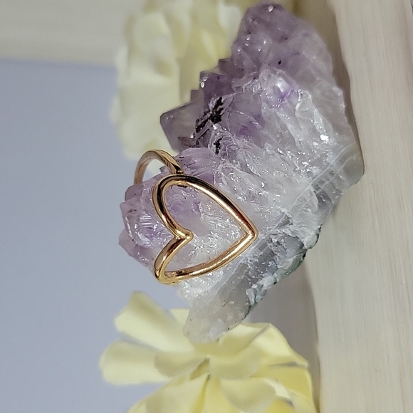 Open Heart Gold Tone Fashion Ring - Picture 4 of 10
